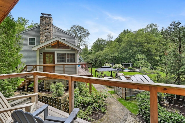 101 Golden Hill St, Trumbull, CT 06611 - wooden deck with a gazebo and stairway