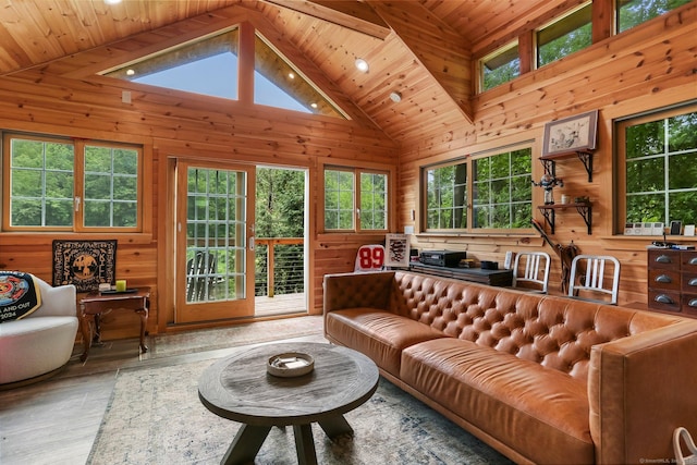101 Golden Hill St, Trumbull, CT 06611 - living room with wooden walls, light wood-style floors, and lofted ceiling