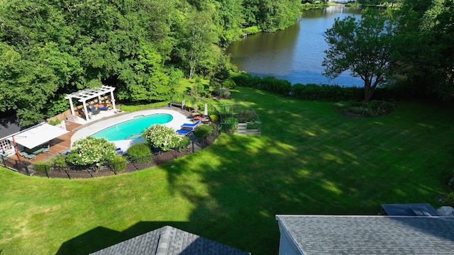 101 Golden Hill St, Trumbull, CT 06611 - view of swimming pool with a water view and a pergola
