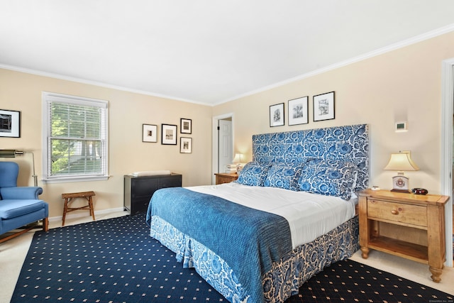 312 Elm St Apt 9, New Canaan, CT 06840 - bedroom with ornamental molding and carpet