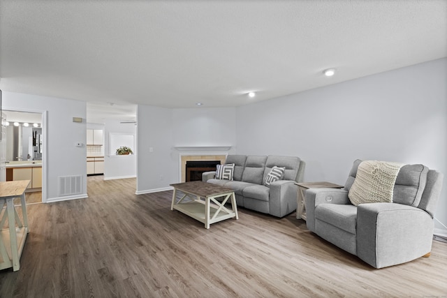 34 Village View Ter Unit 34, Meriden, CT 06451 - living area featuring wood finished floors, a fireplace, and recessed lighting