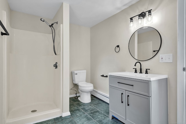 169 Mount Pleasant St, Norwich, CT 06360 - full bathroom featuring a baseboard radiator, vanity, and a shower