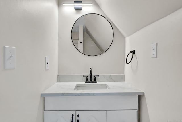 169 Mount Pleasant St, Norwich, CT 06360 - bathroom featuring vanity and lofted ceiling
