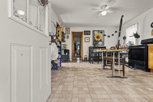 33 Aetna St, Naugatuck, CT 06770 - interior space featuring a ceiling fan and brick patterned flooring