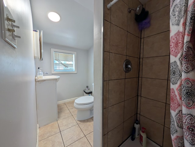 715 Burnsford Ave, Bridgeport, CT 06606 - full bath with vanity, a shower with shower curtain, and tile patterned floors
