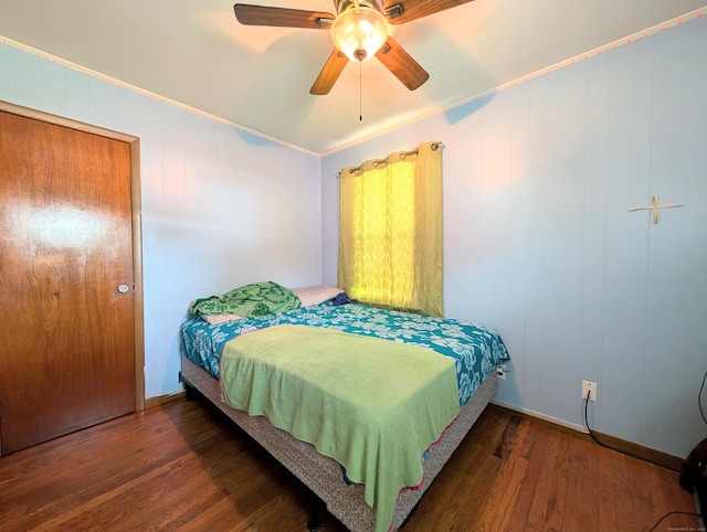 715 Burnsford Ave, Bridgeport, CT 06606 - bedroom with wood finished floors, ornamental molding, and ceiling fan