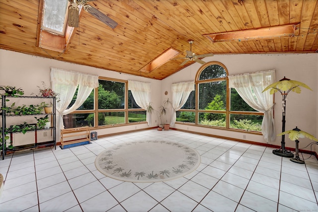 186 Wood Pond Rd, South Windsor, CT 06074 - unfurnished sunroom featuring a skylight and vaulted ceiling