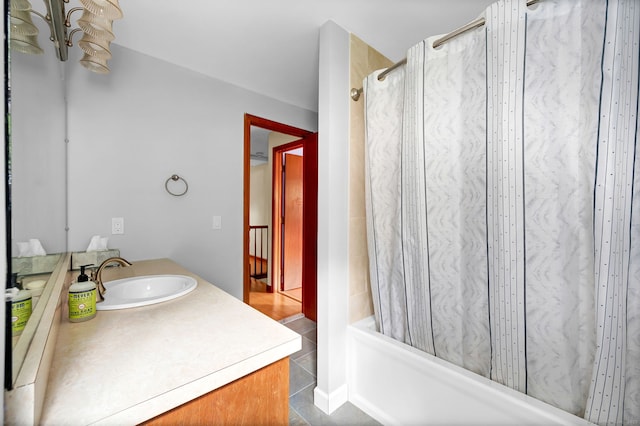 186 Wood Pond Rd, South Windsor, CT 06074 - full bathroom featuring vanity, tile patterned flooring, and shower / bathtub combination with curtain