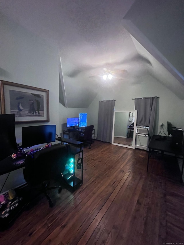 9 Starkweather St, Manchester, CT 06042 - office area featuring vaulted ceiling, wood-type flooring, and ceiling fan