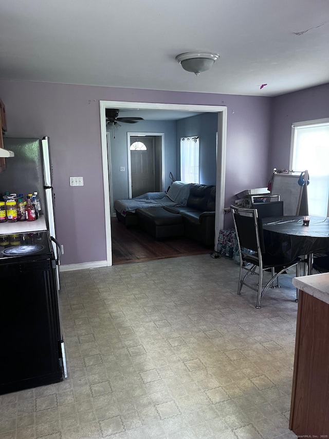 9 Starkweather St, Manchester, CT 06042 - dining area featuring ceiling fan and baseboards