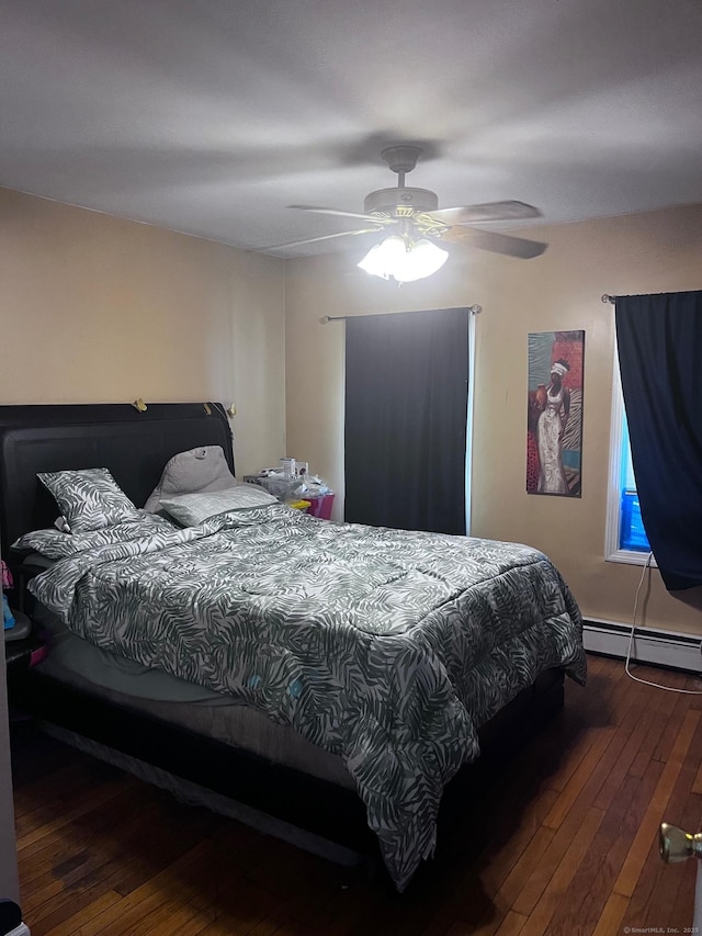 9 Starkweather St, Manchester, CT 06042 - bedroom with a baseboard radiator, wood-type flooring, and ceiling fan