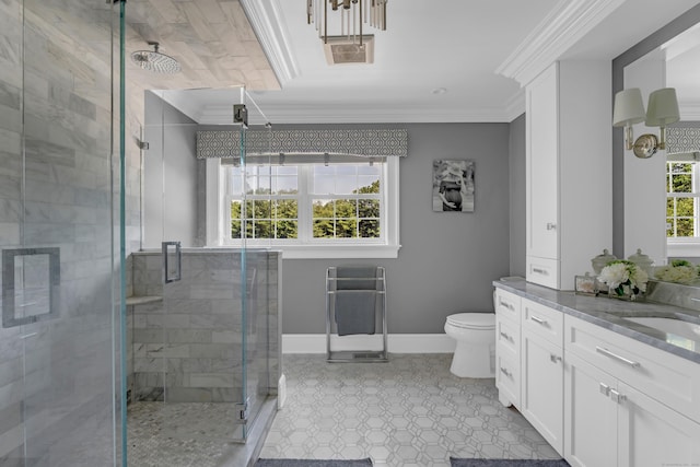 8 Jacob Ln, Killingworth, CT 06419 - full bath featuring ornamental molding, vanity, and a shower stall