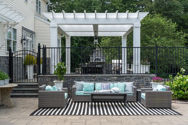 8 Jacob Ln, Killingworth, CT 06419 - view of patio with an outdoor hangout area and a pergola