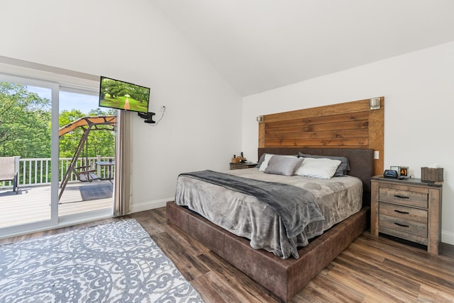 85 Good Hill Rd, Roxbury, CT 06783 - bedroom featuring access to outside, wood finished floors, and lofted ceiling