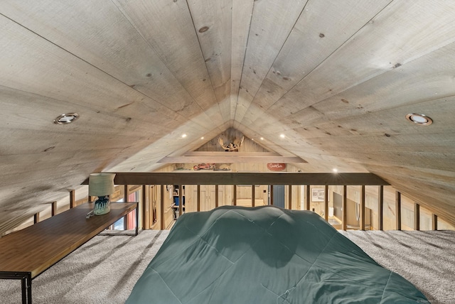 85 Good Hill Rd, Roxbury, CT 06783 - carpeted bedroom featuring wood ceiling, lofted ceiling, and recessed lighting
