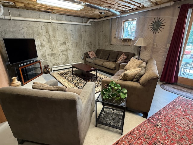 5 Lees Ct, Stonington, CT 06378 - living room featuring a baseboard heating unit and concrete floors