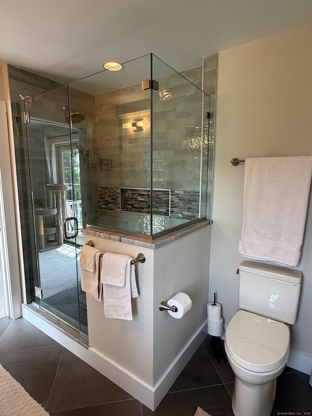 5 Lees Ct, Stonington, CT 06378 - bathroom featuring a shower stall and tile patterned flooring