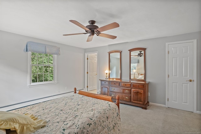 6 Robert Frost Dr, Shelton, CT 06484 - bedroom featuring carpet floors, a baseboard heating unit, and ceiling fan
