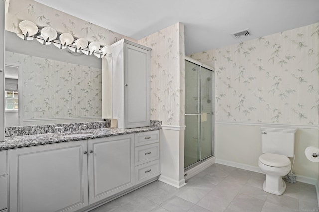 6 Robert Frost Dr, Shelton, CT 06484 - bathroom featuring vanity, a shower stall, and wallpapered walls