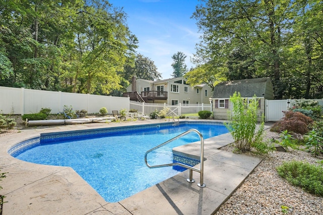 6 Robert Frost Dr, Shelton, CT 06484 - view of pool featuring a fenced backyard and a storage shed