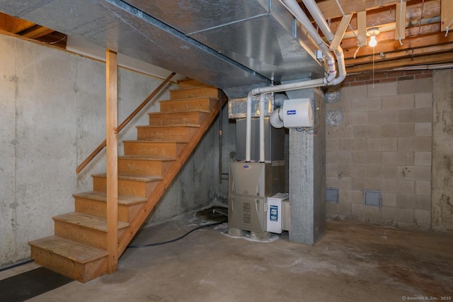 66 Del Prado Dr, Bristol, CT 06010 - unfinished basement with stairway and heating unit