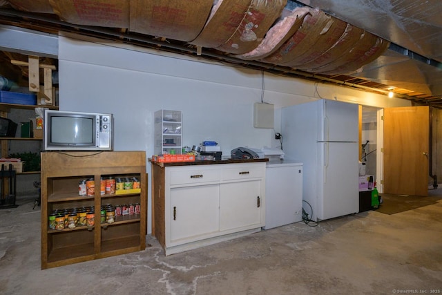 66 Del Prado Dr, Bristol, CT 06010 - unfinished basement with freestanding refrigerator