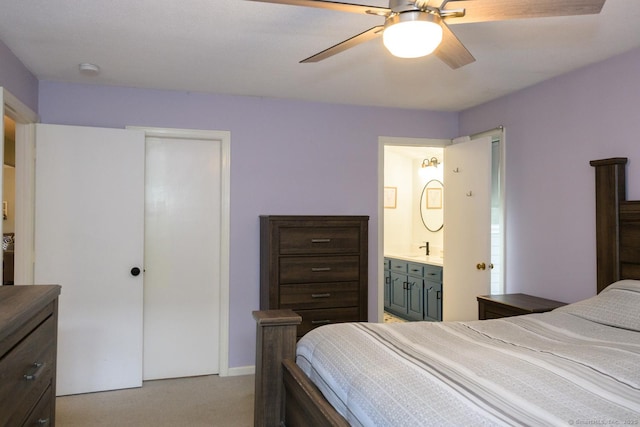 66 Del Prado Dr, Bristol, CT 06010 - bedroom with light carpet, a closet, ceiling fan, and ensuite bathroom