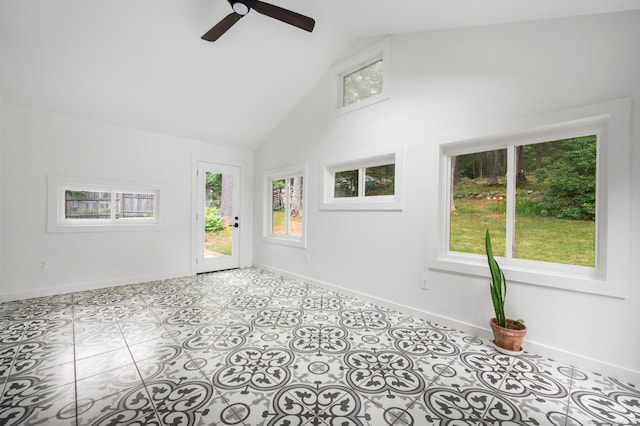 16 Pine Rd, Stafford, CT 06076 - empty room featuring high vaulted ceiling and a ceiling fan