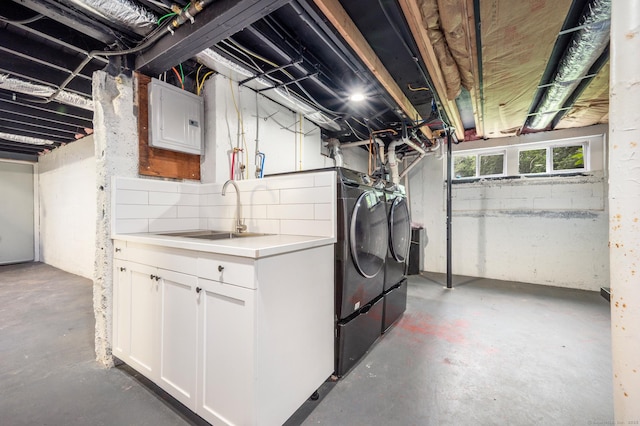16 Pine Rd, Stafford, CT 06076 - below grade area featuring washing machine and dryer and electric panel