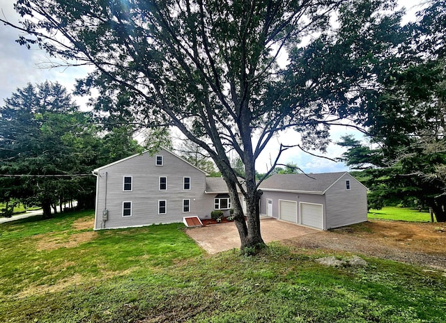 203 Old Jewett City Rd, Preston, CT 06365 - back of property with a yard, dirt driveway, and an outdoor structure