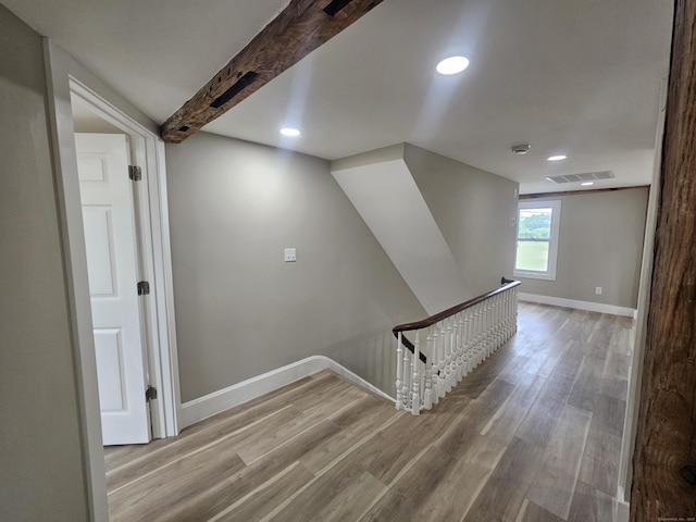 203 Old Jewett City Rd, Preston, CT 06365 - hallway with an upstairs landing, wood finished floors, and recessed lighting