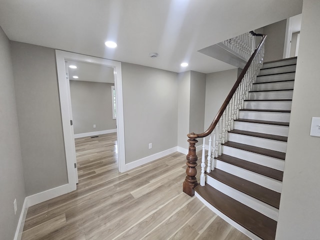 203 Old Jewett City Rd, Preston, CT 06365 - stairway featuring wood finished floors and recessed lighting