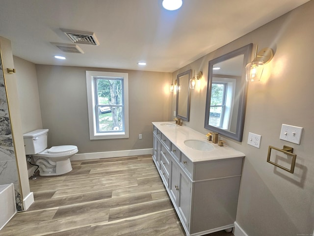 203 Old Jewett City Rd, Preston, CT 06365 - full bathroom featuring double vanity, wood finished floors, and recessed lighting