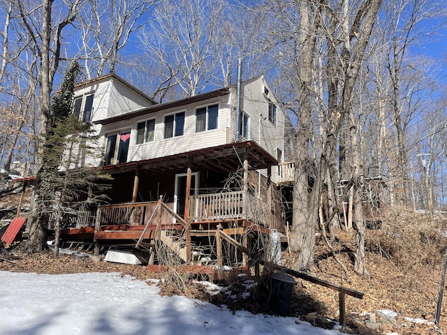 100 Park Rd, Oxford, CT 06478 - view of front facade featuring a wooden deck and stairs