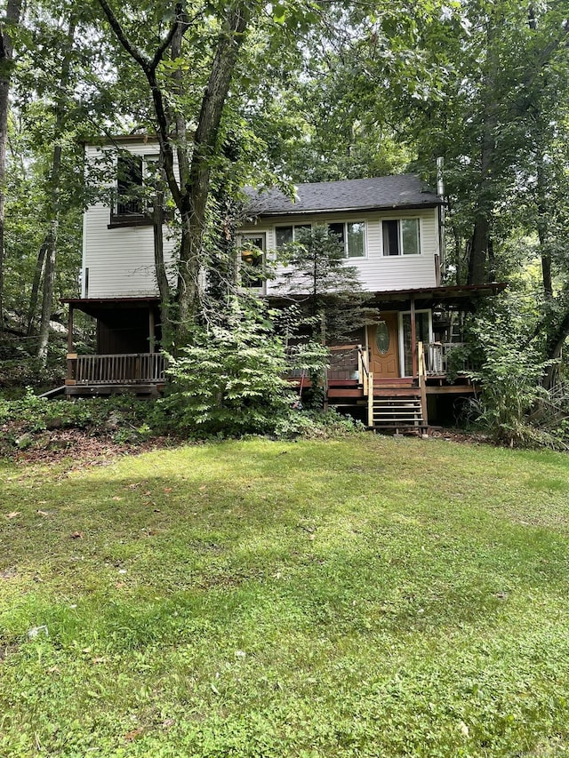 100 Park Rd, Oxford, CT 06478 - back of property with a yard and a wooden deck