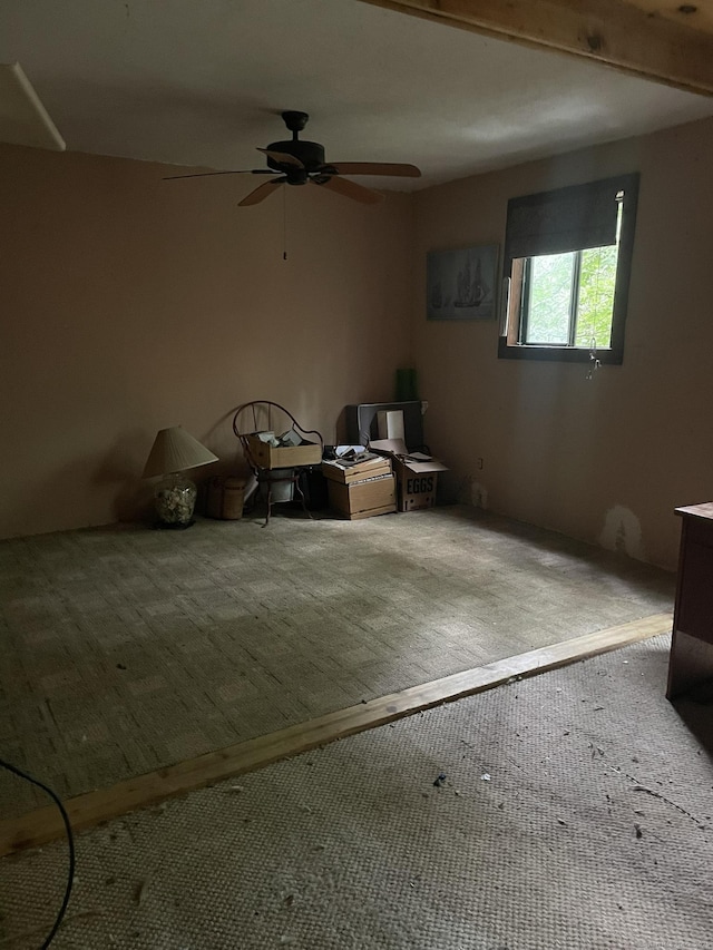 100 Park Rd, Oxford, CT 06478 - unfurnished living room featuring carpet floors and ceiling fan
