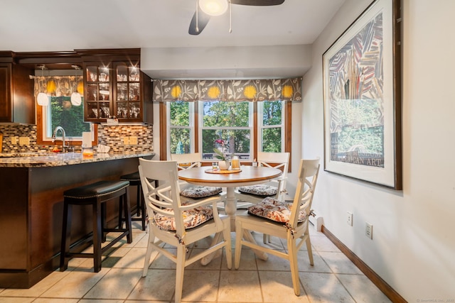 48 Greenwood Cir, Seymour, CT 06483 - dining area featuring light tile patterned flooring and ceiling fan