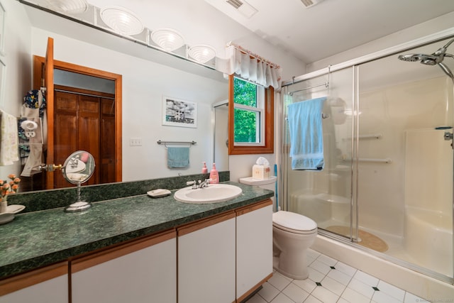 48 Greenwood Cir, Seymour, CT 06483 - bathroom with tile patterned floors, a shower stall, and vanity