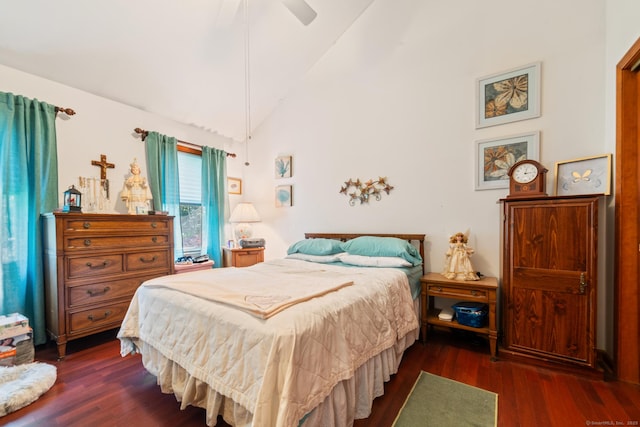 48 Greenwood Cir, Seymour, CT 06483 - bedroom with wood finished floors, ceiling fan, and high vaulted ceiling