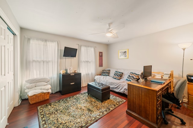 48 Greenwood Cir, Seymour, CT 06483 - office with wood finished floors and a ceiling fan