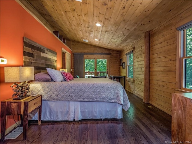 10 Firetower Rd, Killingworth, CT 06419 - bedroom with lofted ceiling, wood ceiling, multiple windows, wood walls, and wood finished floors