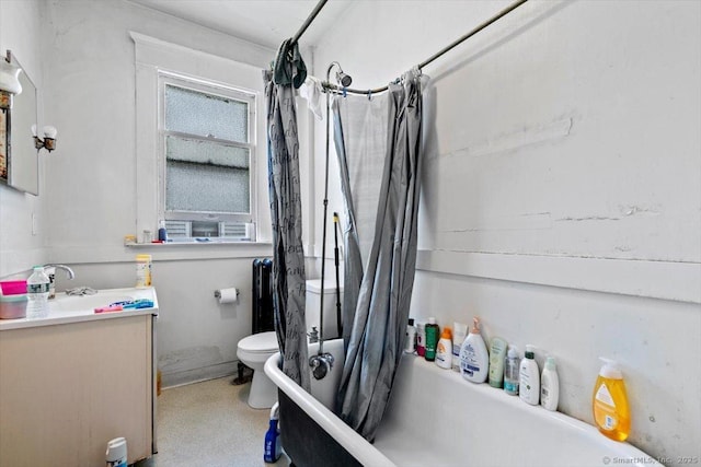 212 Maple St, New Haven, CT 06511 - full bath featuring vanity, shower / bath combo with shower curtain, and radiator heating unit
