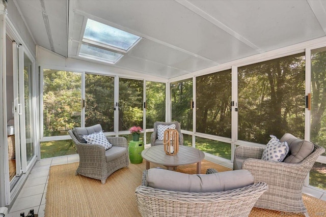 9 Madrina Ln, Madison, CT 06443 - sunroom / solarium featuring a skylight and lofted ceiling