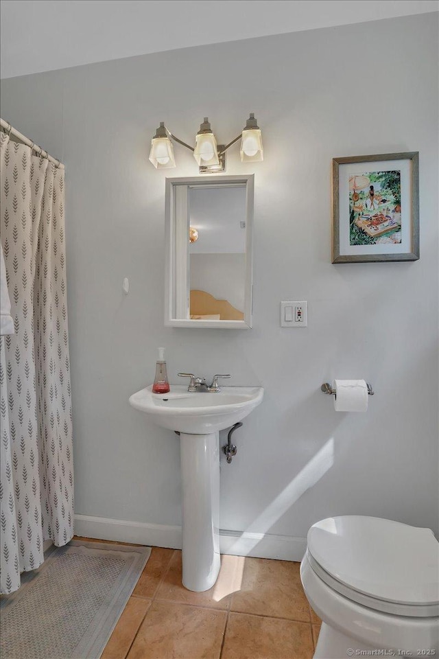 9 Madrina Ln, Madison, CT 06443 - bathroom with curtained shower and tile patterned flooring