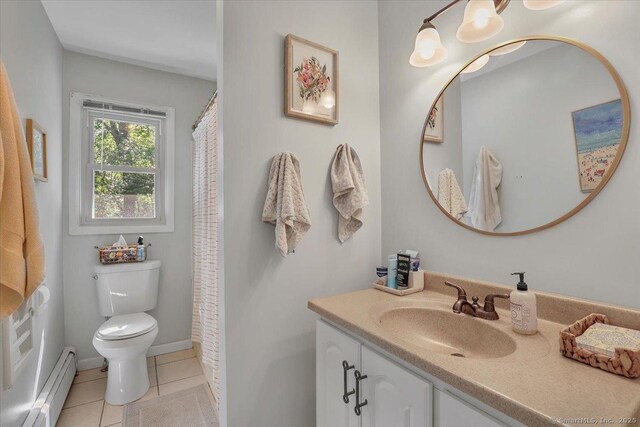 9 Madrina Ln, Madison, CT 06443 - bathroom featuring a baseboard heating unit, vanity, and tile patterned floors