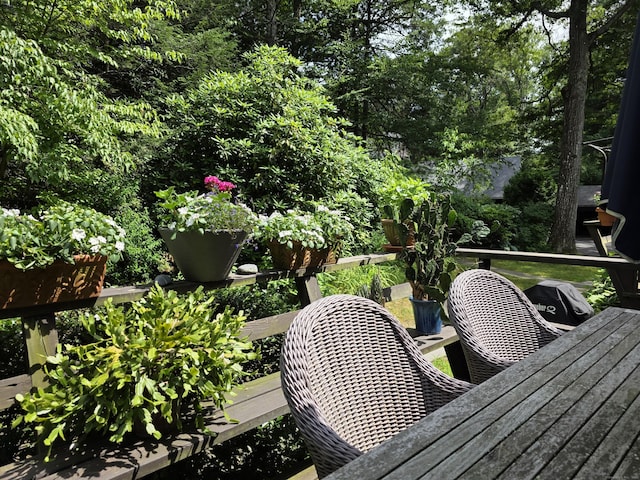 65 Main St Unit 39, Essex, CT 06442 - wooden deck with outdoor dining space