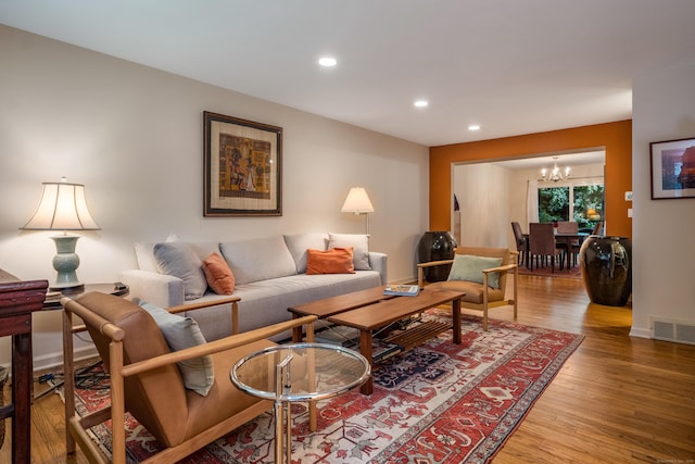 65 Main St Unit 39, Essex, CT 06442 - living room with a chandelier, wood finished floors, and recessed lighting