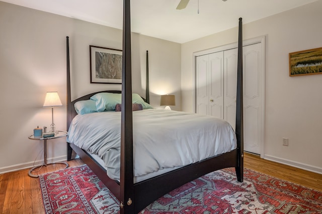 65 Main St Unit 39, Essex, CT 06442 - bedroom featuring wood finished floors, ceiling fan, and a closet