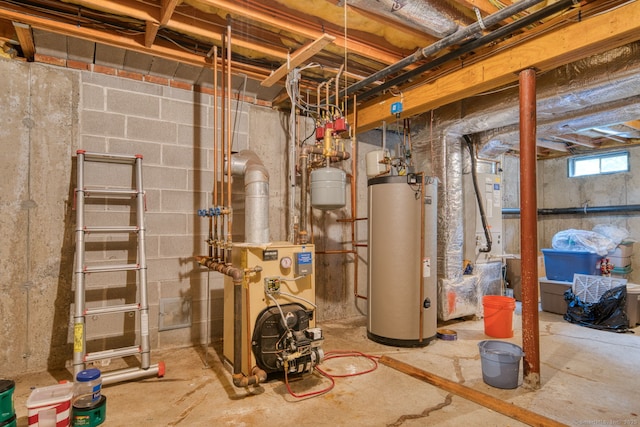 2 Warren Gln, Burlington, CT 06013 - utility room featuring water heater and a heating unit