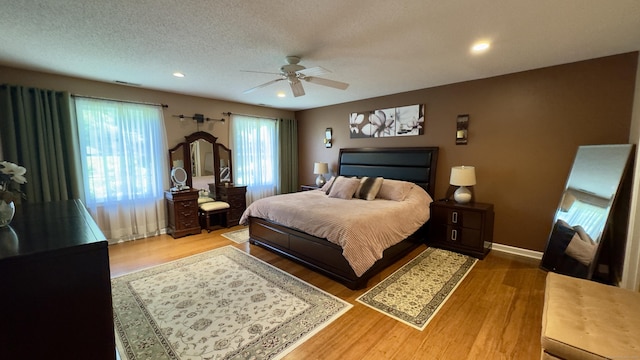 355 Oregon Rd, Cheshire, CT 06410 - bedroom featuring wood finished floors, recessed lighting, a textured ceiling, and a ceiling fan